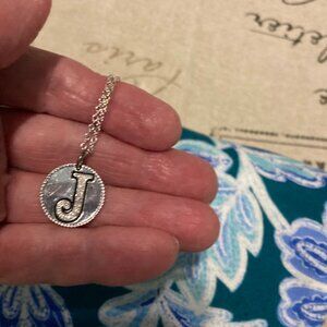 Silver Plated Initial "J" 18" Necklace from Kohl's.  NWT
